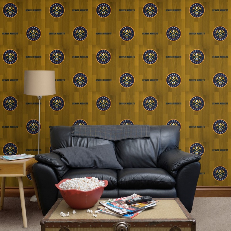 Denver Nuggets (Yellow) – Hardwood Pattern – Peel & Stick Wallpaper – Official NBA – Reusable Vinyl Wall Decals