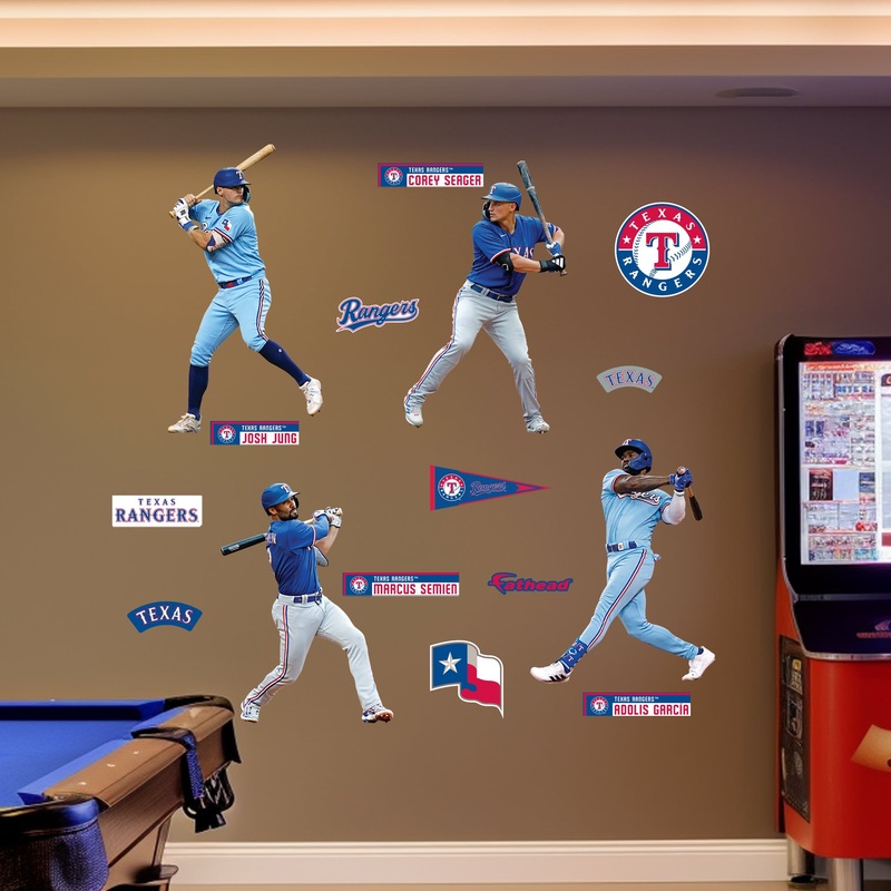 Texas Rangers – RealBig Player Collection – Official MLB – Reusable Vinyl Wall Decals