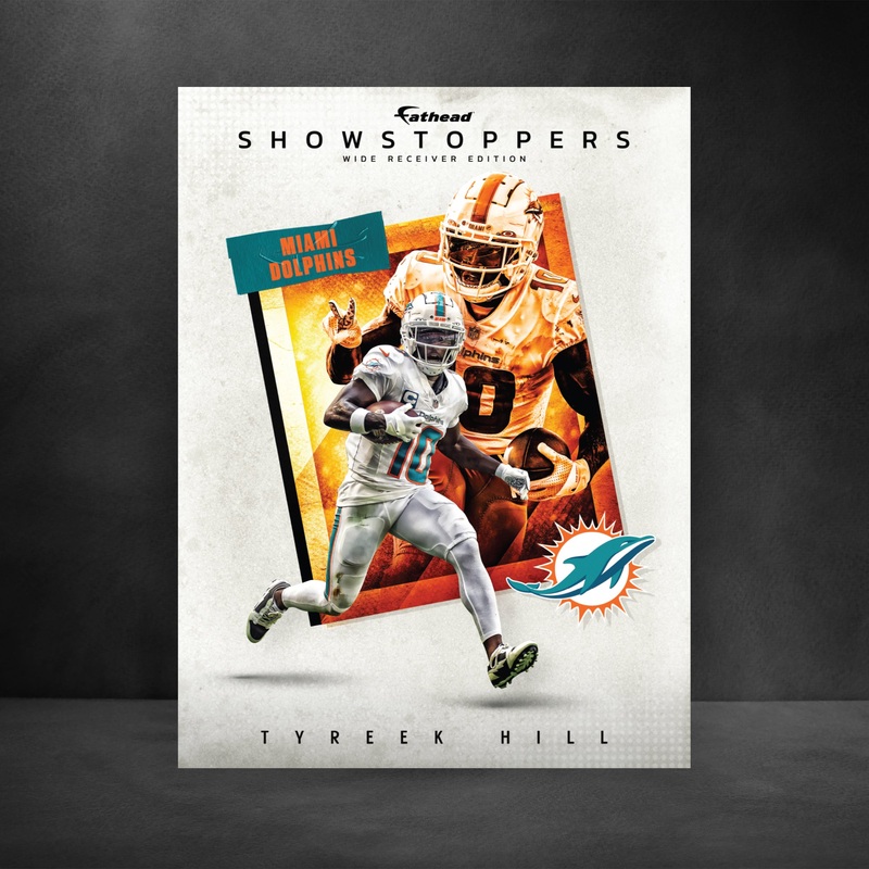 Tyreek Hill – Showstopper Peel & Stick Poster – Official NFL – Miami Dolphins – Reusable Vinyl Wall Decal