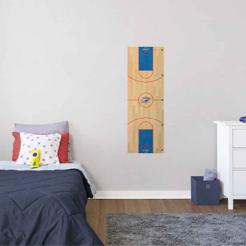 Court – Growth Chart – Official NBA – Oklahoma City Thunder – Reusable Vinyl Wall Decal