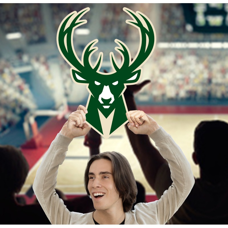 Logo – Big Head – Official NBA – Milwaukee Bucks – Foam Core Cutout