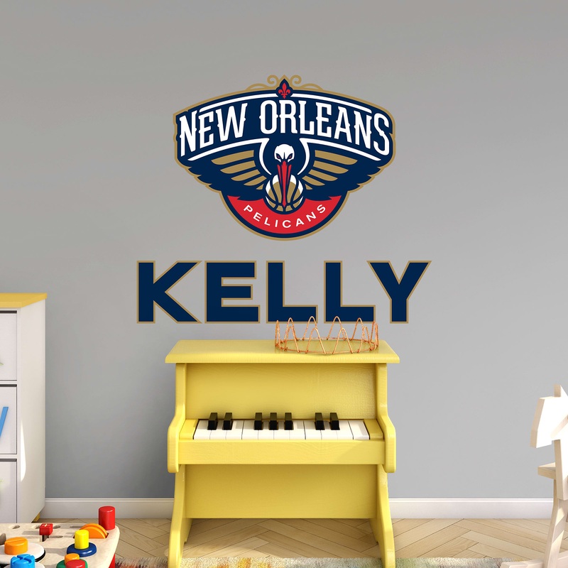 New Orleans Pelicans – Stacked Logo – With Personalized Name – Official NBA – Vinyl Transfer Decal