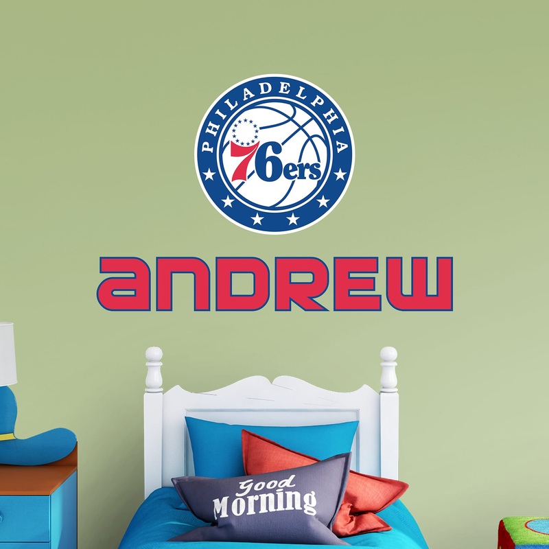 Philadelphia 76ers – Stacked Logo – With Personalized Name – Official NBA – Vinyl Transfer Decal