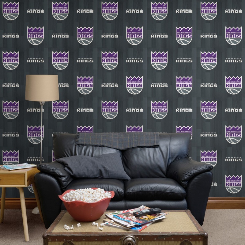 Sacramento Kings (Gray) – Hardwood Pattern – Peel & Stick Wallpaper – Official NBA – Reusable Vinyl Wall Decals