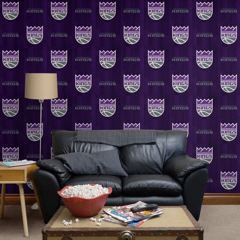 Sacramento Kings (Purple) – Hardwood Pattern – Peel & Stick Wallpaper – Official NBA – Reusable Vinyl Wall Decals