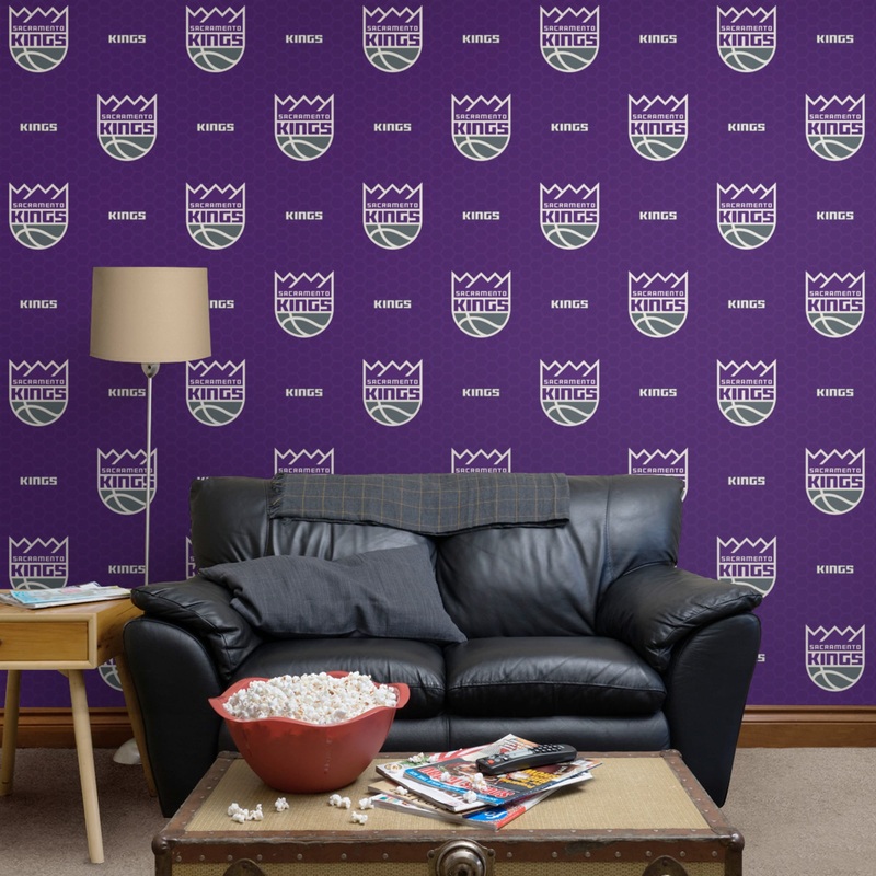 Sacramento Kings (Purple) – Logo Pattern – Peel & Stick Wallpaper – Official NBA – Reusable Vinyl Wall Decals