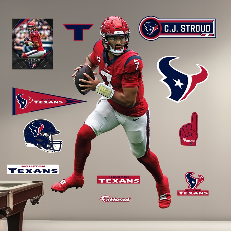 C.J. Stroud – RealBig Red Collection – Official NFL – Houston Texans – Reusable Vinyl Wall Decals