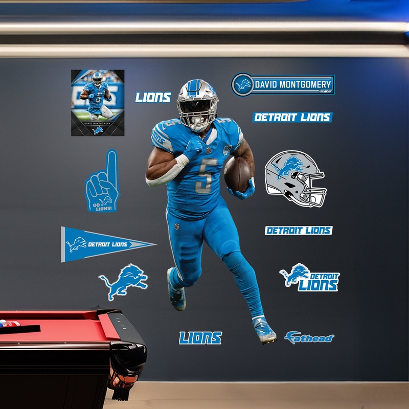 Detroit Lions – RealBig David Montgomery Collection – Official NFL – Reusable Vinyl Wall Decals
