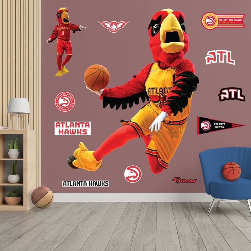 Harry the Hawk Mascot – RealBig Collection – Official NBA – Atlanta Hawks – Reusable Vinyl Wall Decals