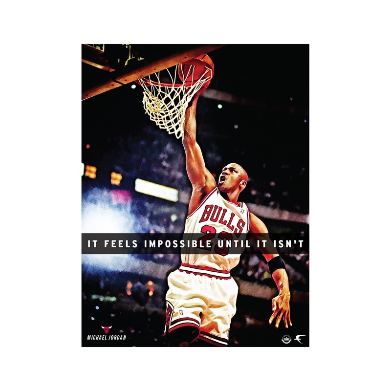 Michael Jordan – Dunk – Motivational – Peel & Stick Poster – Official NBA – Chicago Bulls – Reusable Vinyl Wall Decal