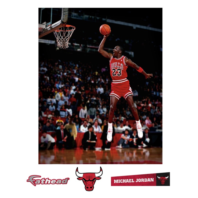 Michael Jordan – Dunking Mural – Peel & Stick Poster – Official NBA – Reusable Vinyl Wall Decal