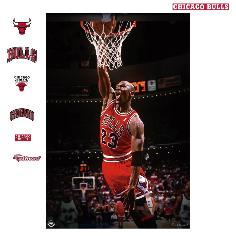 Michael Jordan – Peel & Stick Poster – Official NBA – Chicago Bulls – Reusable Vinyl Wall Decal