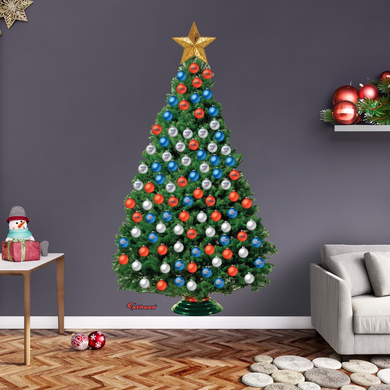 Oklahoma City Thunder – Decorate Your Own Christmas Tree – Official NBA – Reusable Vinyl Wall Decals