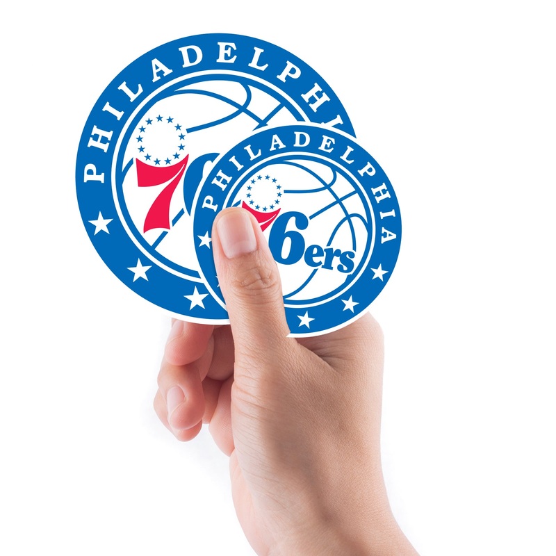Philadelphia 76ers – 5 Logo Minis (Mixed Sizes) – Official NBA – Reusable Vinyl Decals