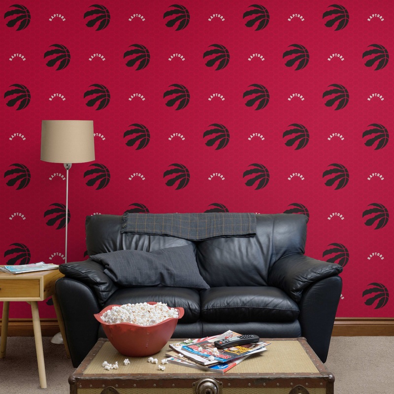 Toronto Raptors (Red) – Logo Pattern – Peel & Stick Wallpaper – Official NBA – Reusable Vinyl Wall Decals