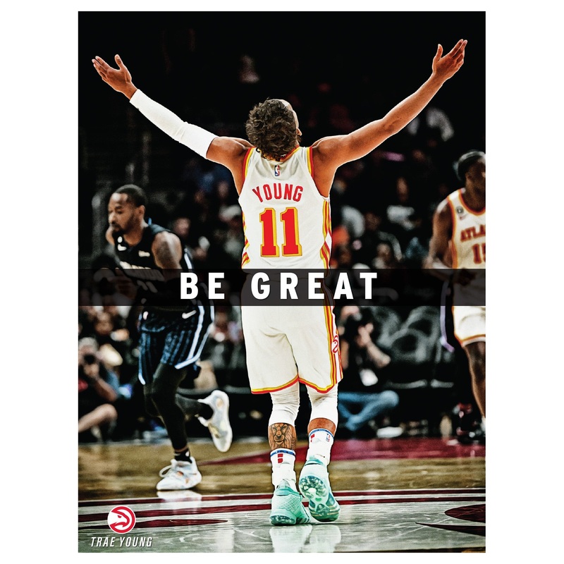 Trae Young – Greatness – Motivational – Peel & Stick Poster – Official NBA – Atlanta Hawks – Reusable Vinyl Wall Decal