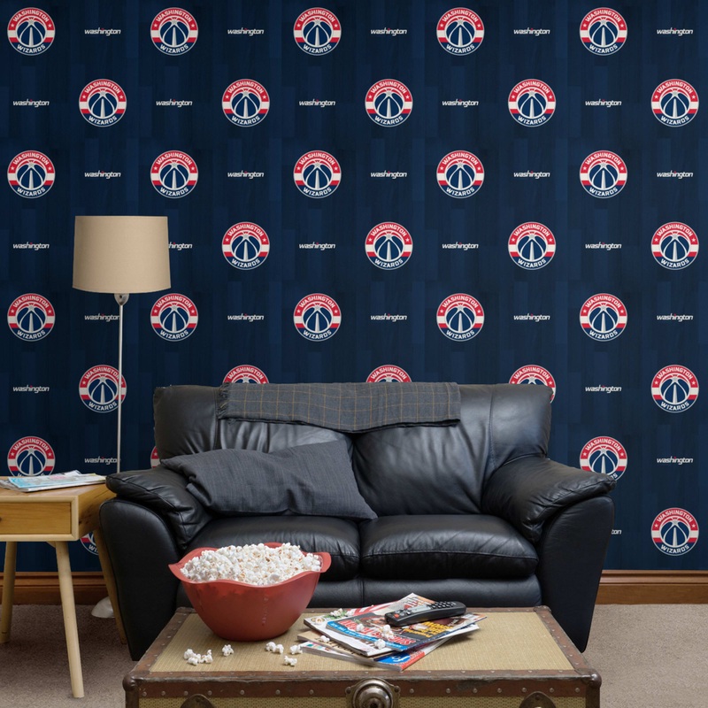 Washington Wizards (Blue) – Hardwood Pattern – Peel & Stick Wallpaper – Official NBA – Reusable Vinyl Wall Decals