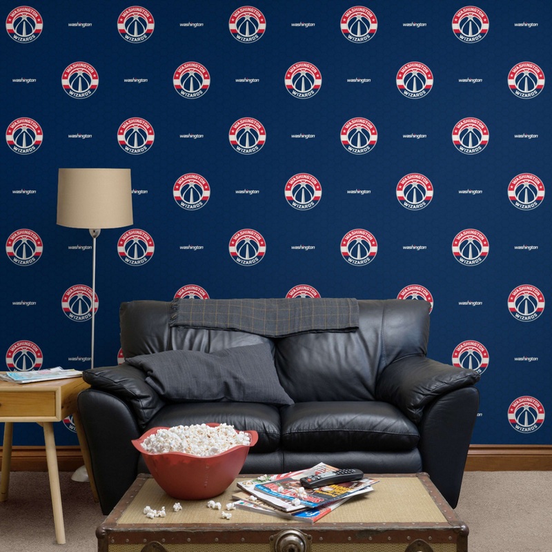 Washington Wizards (Blue) – Logo Pattern – Peel & Stick Wallpaper – Official NBA – Reusable Vinyl Wall Decals