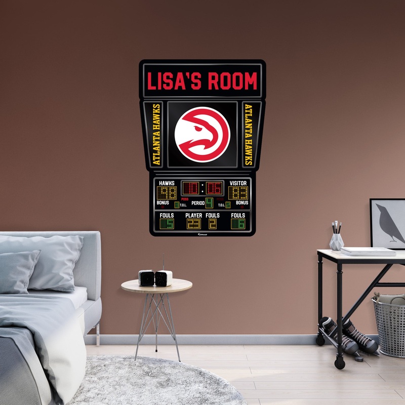 Atlanta Hawks – Scoreboard Graphic – With Personalized Name – Official NBA – Vinyl Transfer Decal