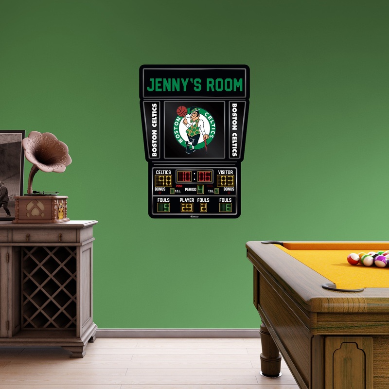 Boston Celtics – Scoreboard Graphic – With Personalized Name – Official NBA – Vinyl Transfer Decal