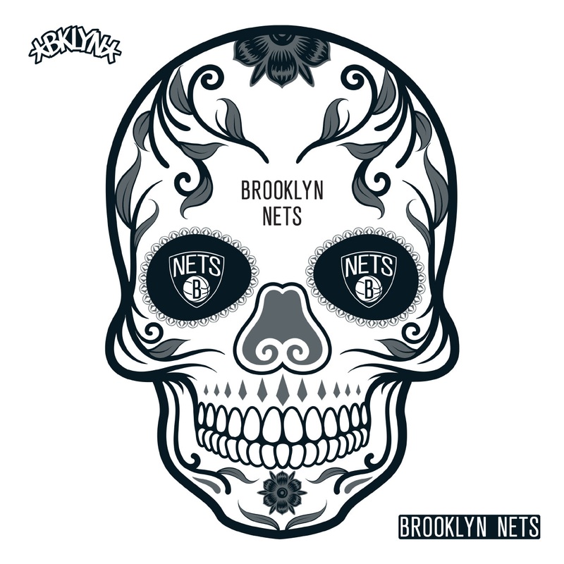 Brooklyn Nets – RealBig Sugar Skull Collection – Official NBA – Reusable Vinyl Wall Decals
