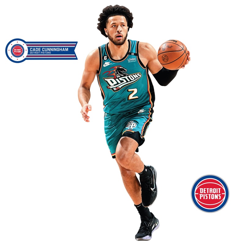 Cade Cunningham – RealBig Classic Jersey Collection – Official NBA – Detroit Pistons – Reusable Vinyl Wall Decals