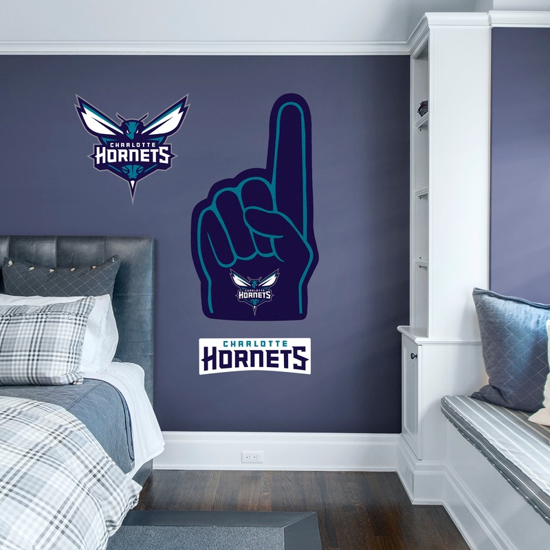 Charlotte Hornets – RealBig Foam Finger Collection – Official NBA – Reusable Vinyl Wall Decals