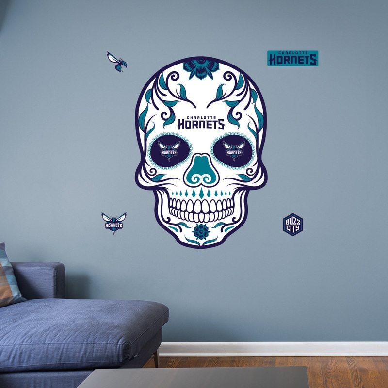 Charlotte Hornets – RealBig Sugar Skull Collection – Official NBA – Reusable Vinyl Wall Decals
