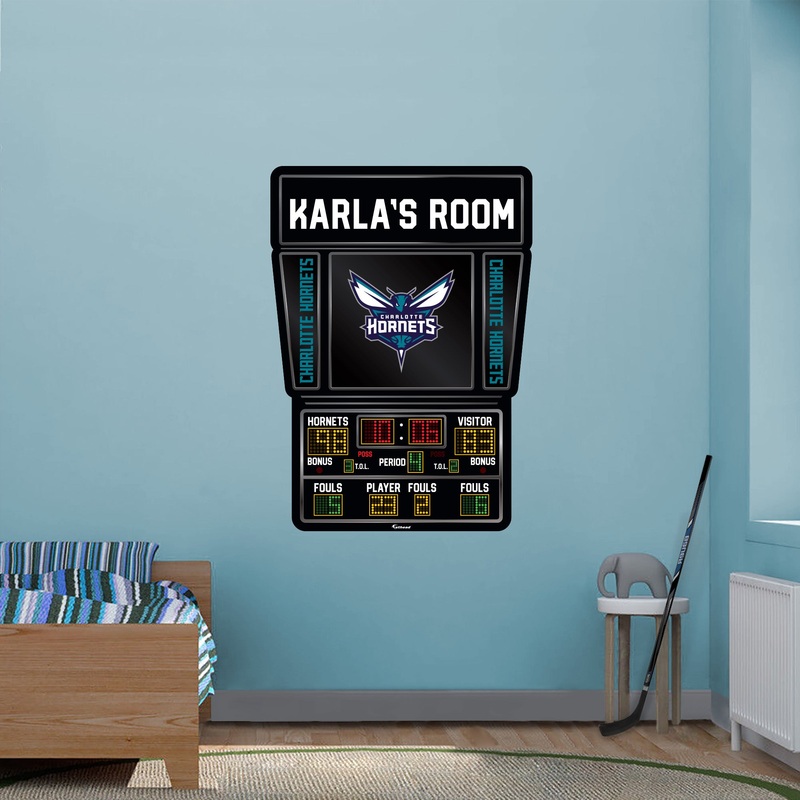 Charlotte Hornets – Scoreboard Graphic – With Personalized Name – Official NBA – Vinyl Transfer Decal