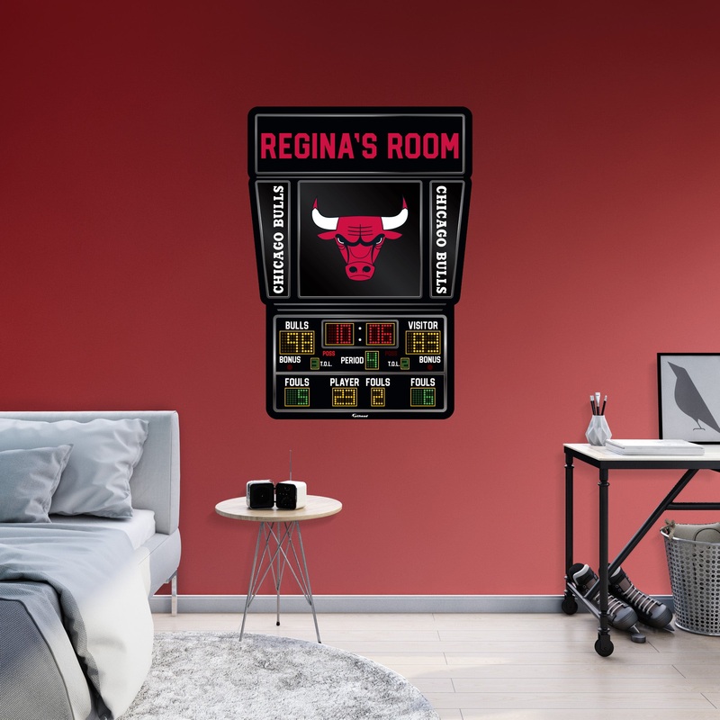 Chicago Bulls – Scoreboard Graphic – With Personalized Name – Official NBA – Vinyl Transfer Decal