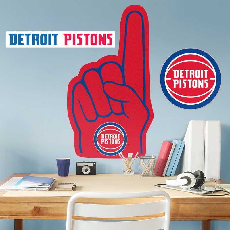Detroit Pistons – RealBig Foam Finger Collection – Official NBA – Reusable Vinyl Wall Decals