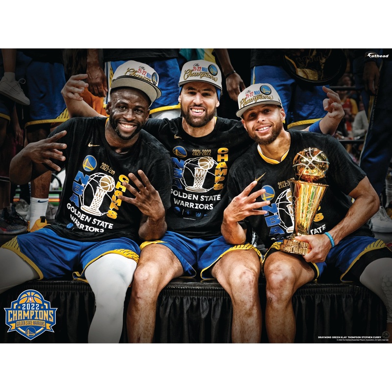 Draymond Green, Klay Thompson, and Stephen Curry – 2022 Champions Group – Peel & Stick Poster – Official NBA – Golden State Warriors – Reusable Vinyl Wall Decal