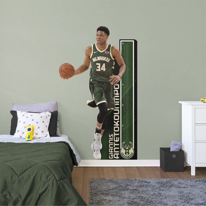 Giannis Antetokounmpo – Growth Chart – Official NBA – Milwaukee Bucks – Reusable Vinyl Wall Decal