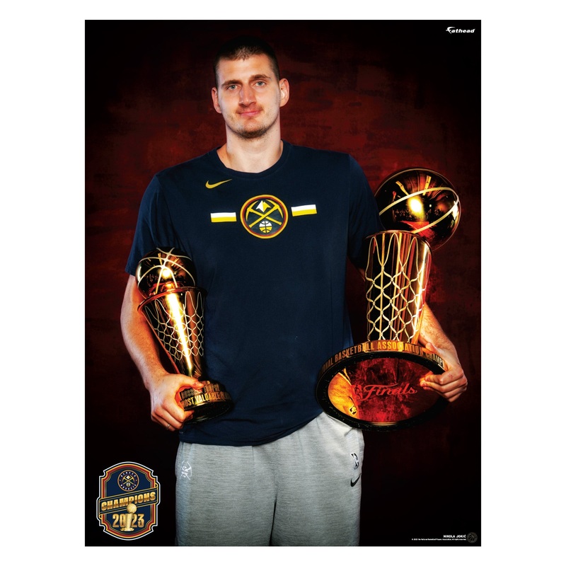 Nikola Joki – 2023 Trophies – Peel & Stick Poster – Official NBA – Denver Nuggets – Reusable Vinyl Wall Decal