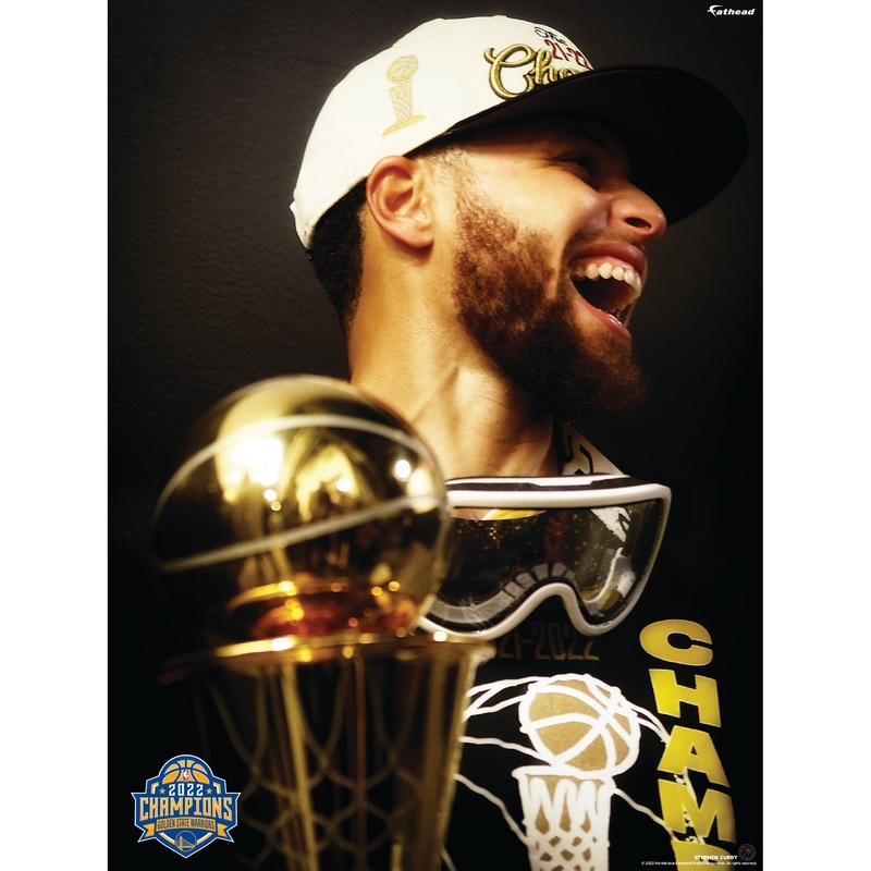 Stephen Curry – 2022 Champion Candid Smile – Peel & Stick Poster – Official NBA – Golden State Warriors – Reusable Vinyl Wall Decal