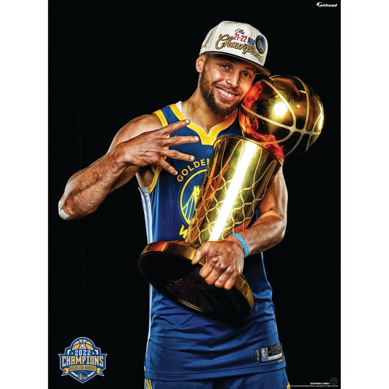 Stephen Curry – 2022 Champion Trophy – Peel & Stick Poster – Official NBA – Golden State Warriors – Reusable Vinyl Wall Decal