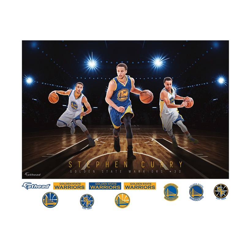 Stephen Curry – Montage Mural – Peel & Stick Poster – Official NBA – Golden State Warriors – Reusable Vinyl Wall Decal