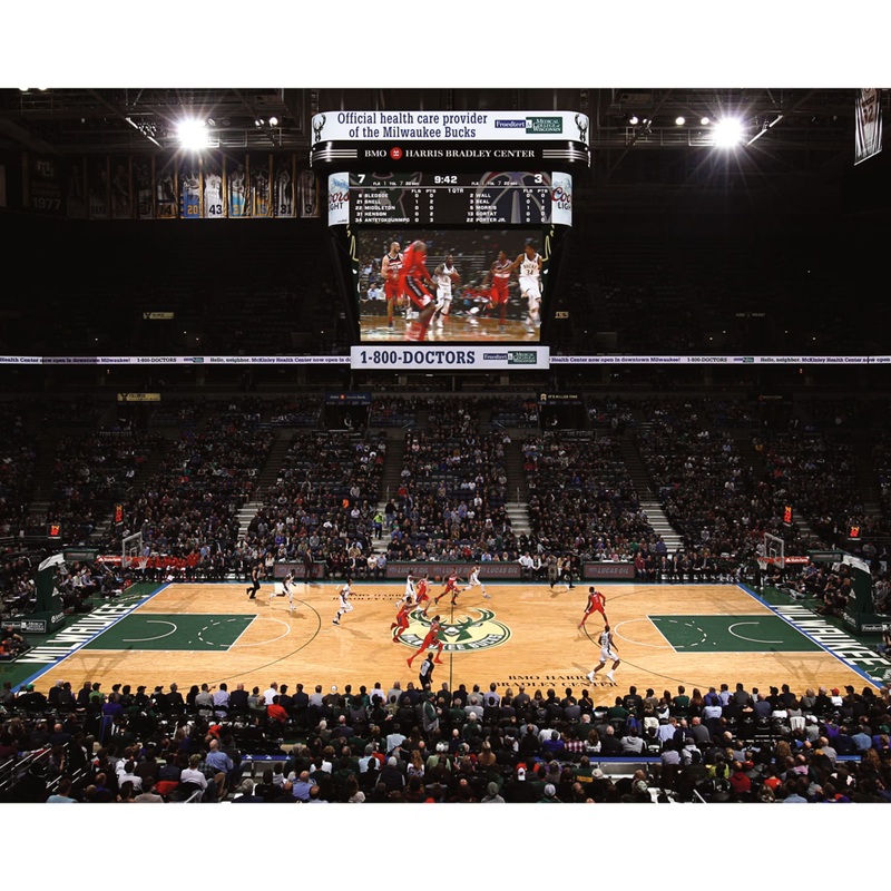 Arena Mural – Peel & Stick Poster – Official NBA – Milwaukee Bucks – Reusable Vinyl Wall Decal