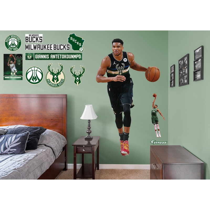 Giannis Antetokounmpo – RealBig Black Jersey Collection – Official NBA – Milwaukee Bucks – Reusable Vinyl Wall Decals