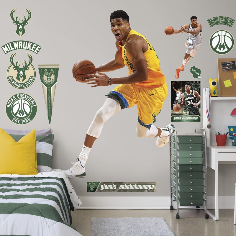 Giannis Antetokounmpo – RealBig City Jersey Collection – Official NBA – Milwaukee Bucks – Reusable Vinyl Wall Decals #1