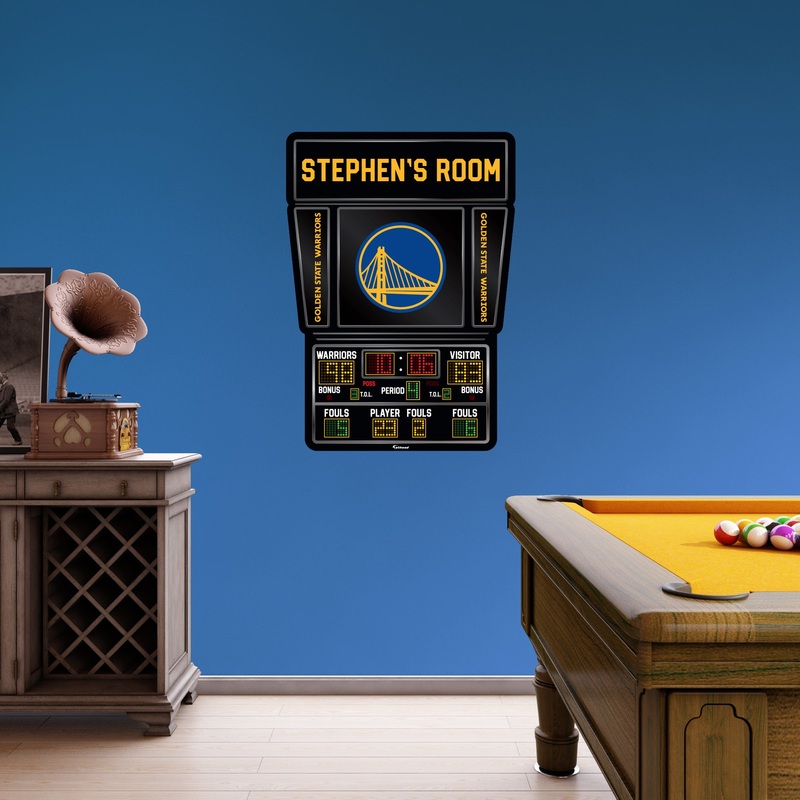 Golden State Warriors – Scoreboard Graphic – With Personalized Name – Official NBA – Vinyl Transfer Decal