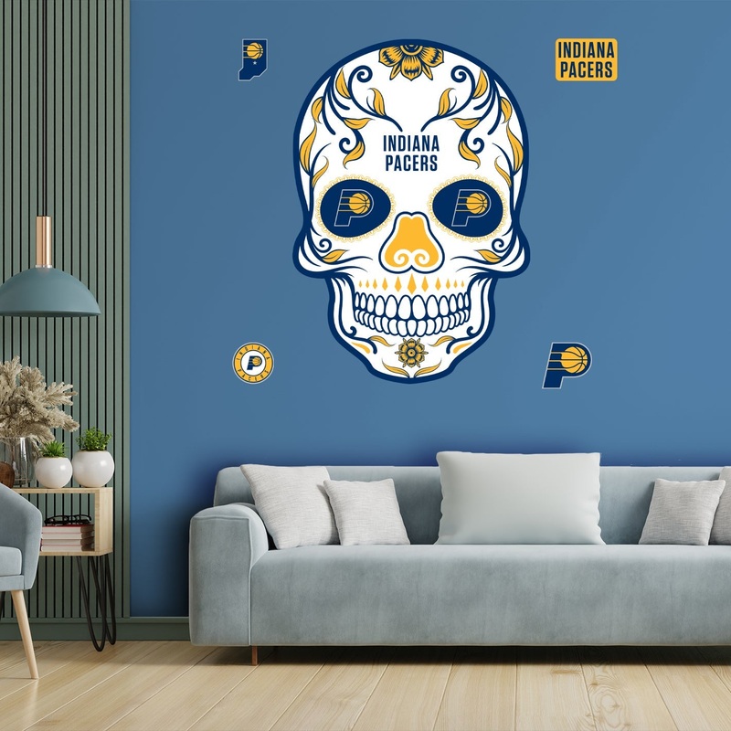 Indiana Pacers – RealBig Sugar Skull Collection – Official NBA – Reusable Vinyl Wall Decals