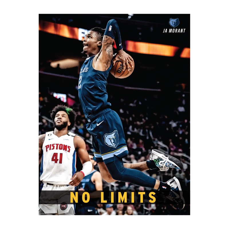 Ja Morant – Dunk – Motivational – Peel & Stick Poster – Official NBA – Memphis Grizzlies – Reusable Vinyl Wall Decal