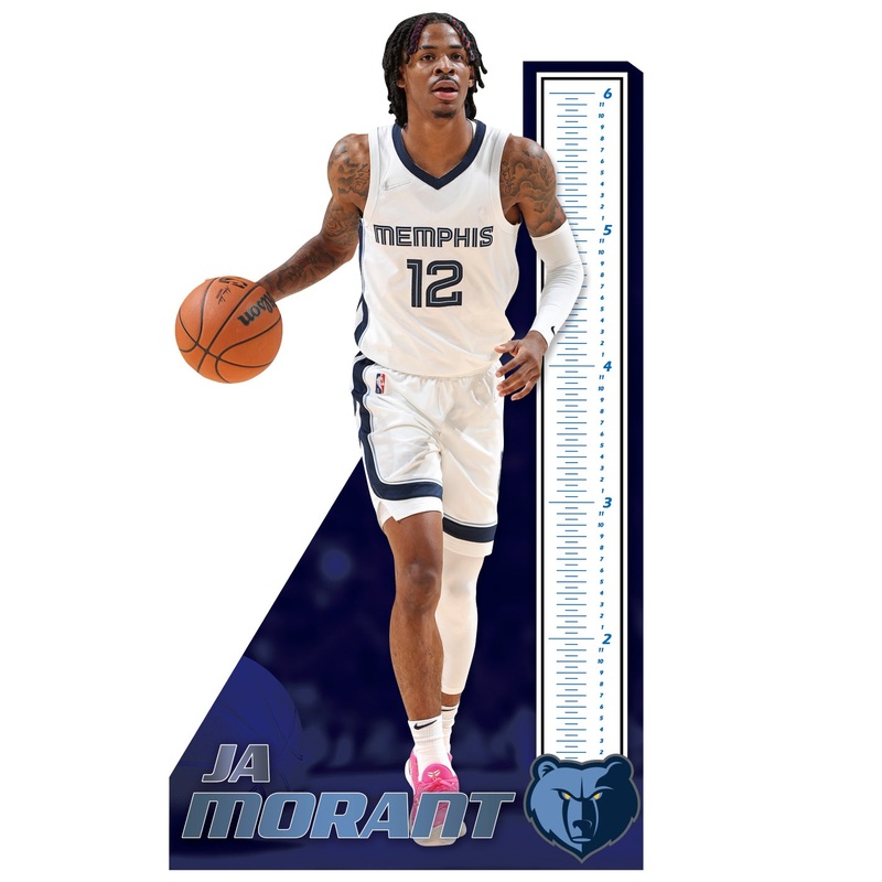 Ja Morant – Growth Chart – Official NBA – Memphis Grizzlies – Reusable Vinyl Wall Decal