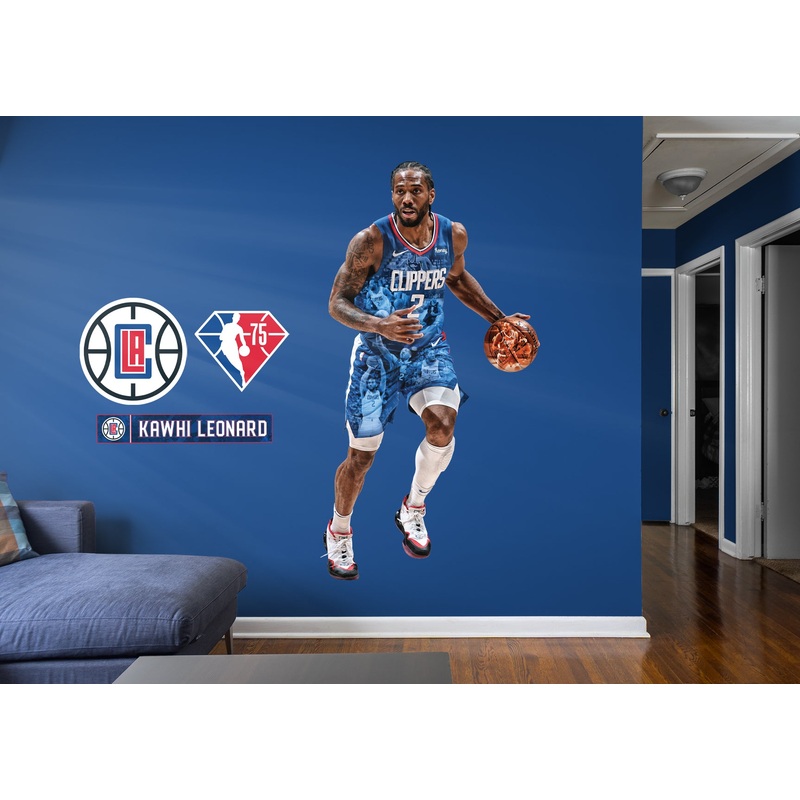 Kawhi Leonard 2021 75th Anniversary – RealBig Limited Edition Collection – Official NBA – Los Angeles Clippers – Reusable Vinyl Wall Decals