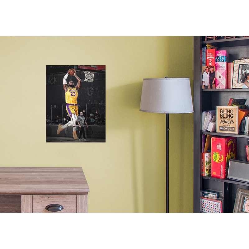 LeBron James – Dunk Mural – Peel & Stick Poster – Official NBA – Los Angeles Lakers – Reusable Vinyl Wall Decal