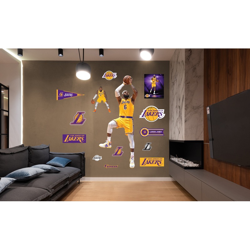 LeBron James Fadeaway – RealBig Collection – Official NBA – Los Angeles Lakers – Reusable Vinyl Wall Decals