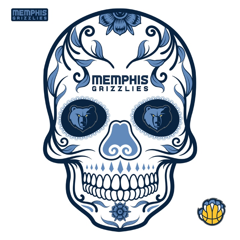 Memphis Grizzlies – RealBig Sugar Skull Collection – Official NBA – Reusable Vinyl Wall Decals