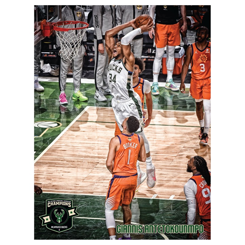 Giannis Antetokounmpo – 2021 Finals Dunk – Peel & Stick Poster – Official NBA – Milwaukee Bucks – Reusable Vinyl Wall Decal