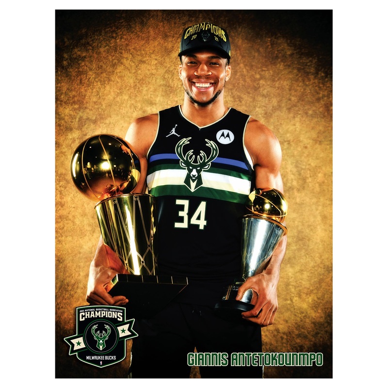 Giannis Antetokounmpo – 2021 Trophy Portrait – Peel & Stick Poster – Official NBA – Milwaukee Bucks – Reusable Vinyl Wall Decal
